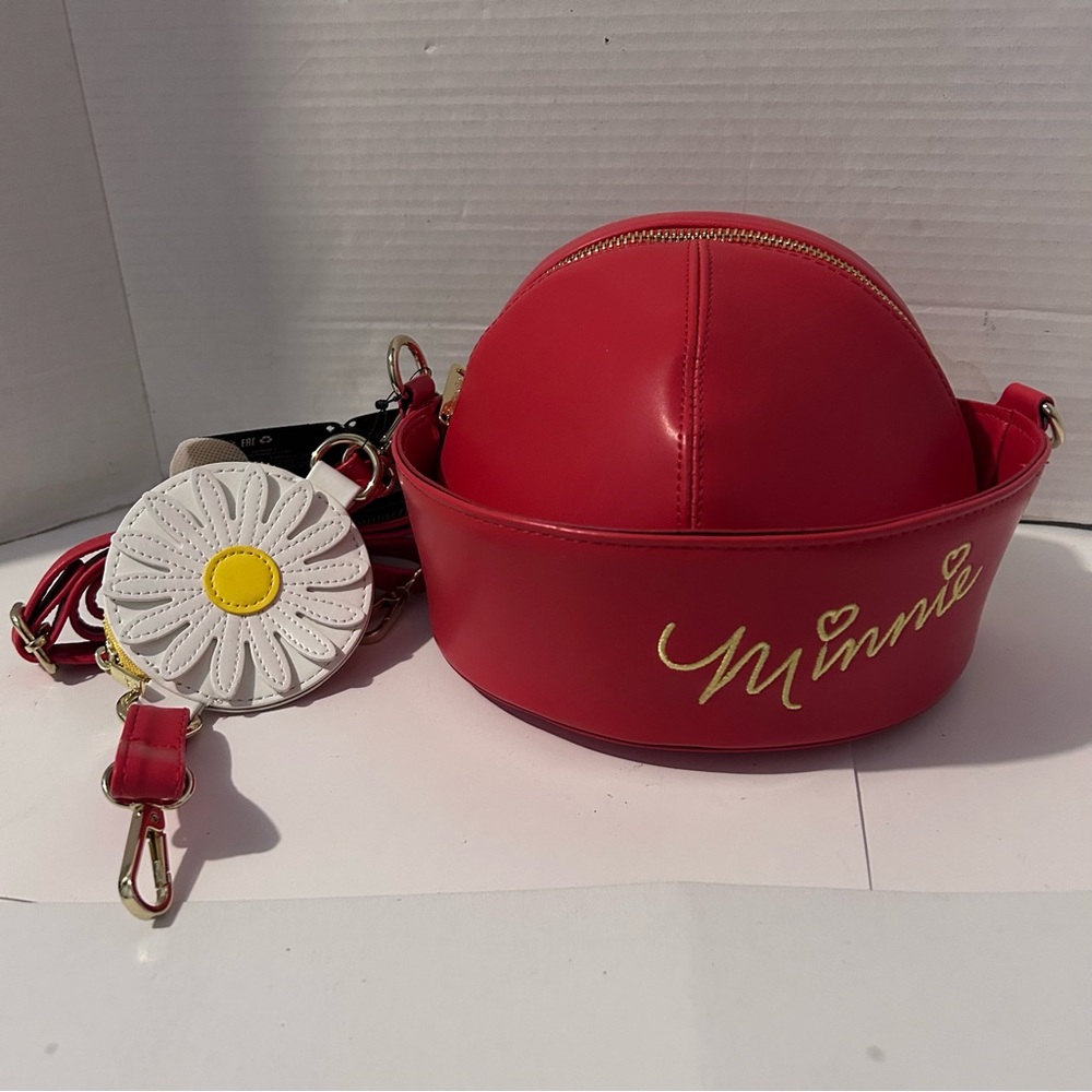 Loungefly DISNEY Minnie Mouse Daisy Hat Crossbody Bag & Daisy Coin Pouch - Picture 2 of 13